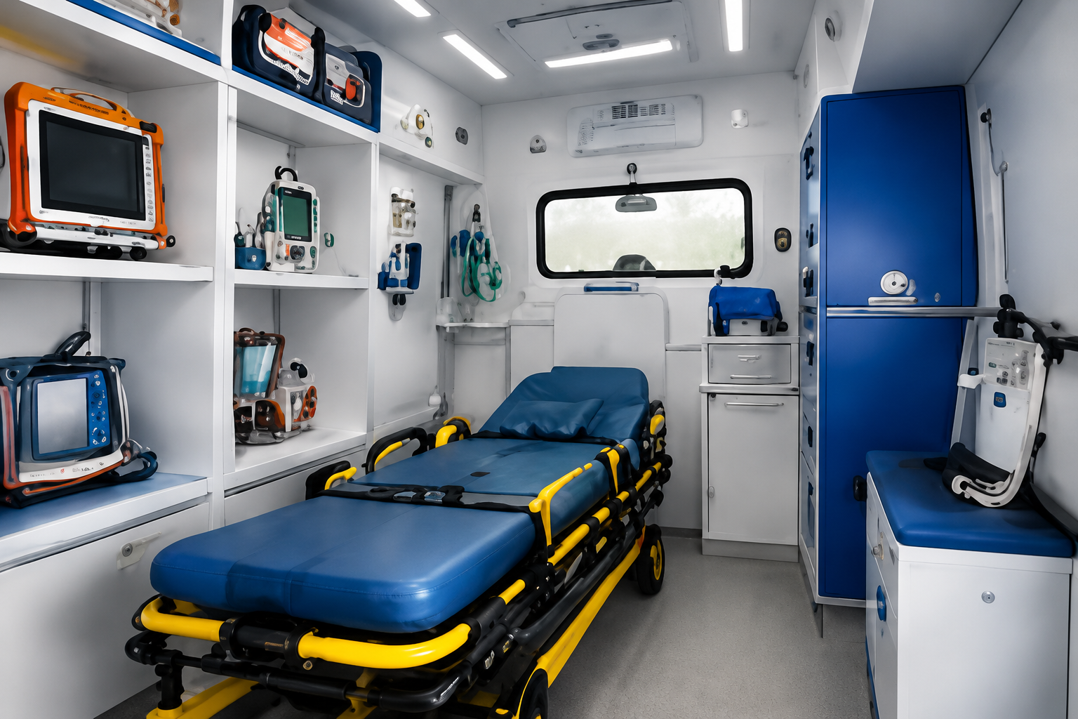 Intérieur d’une ambulance équipée